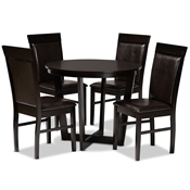 Baxton Studio Irma Modern and Contemporary Dark Brown Faux Leather Upholstered and Dark Brown Finished Wood 5-Piece Dining Set